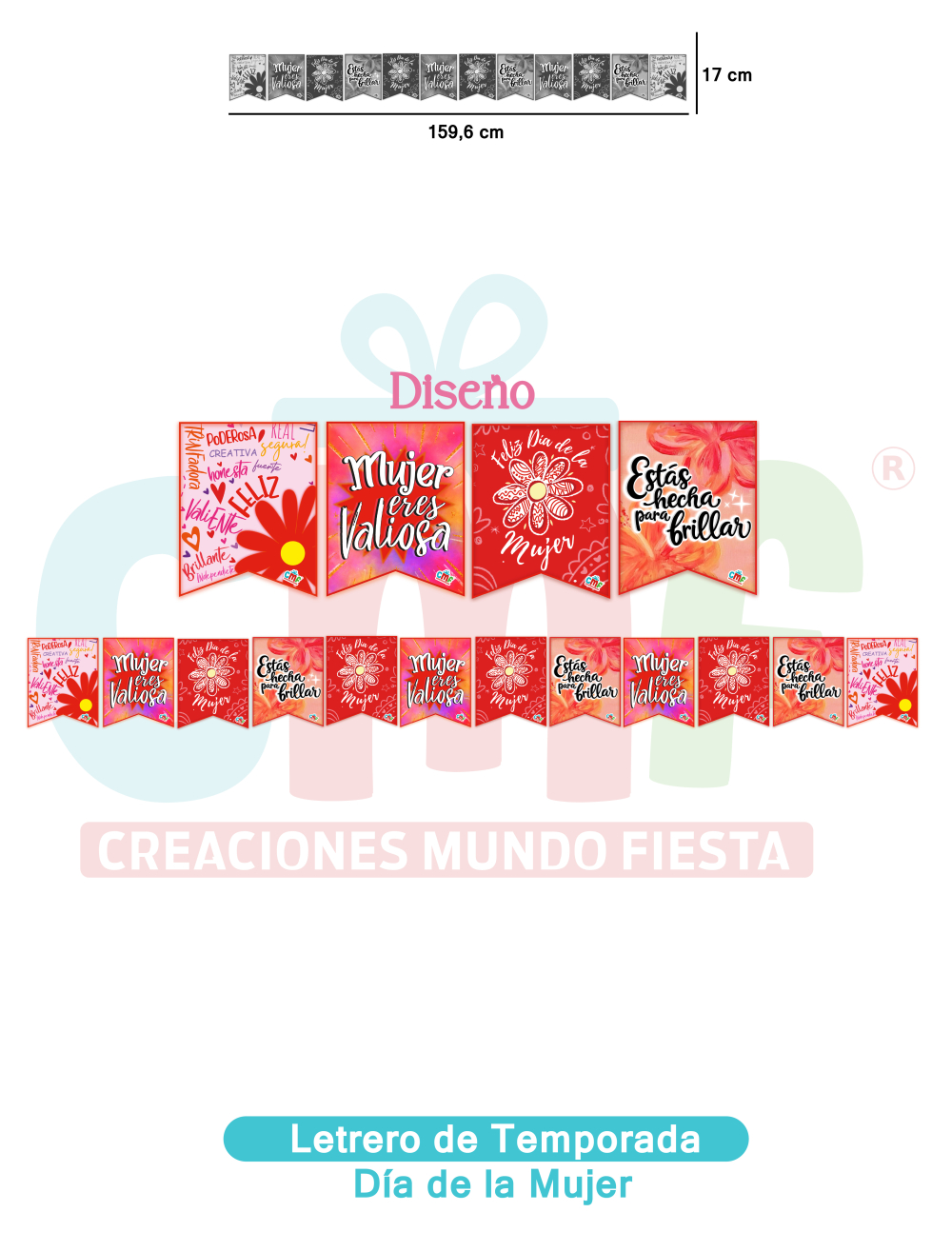 LETRERO DECORATIVO X12 TEMPORADA   DIA DE LA MUJER