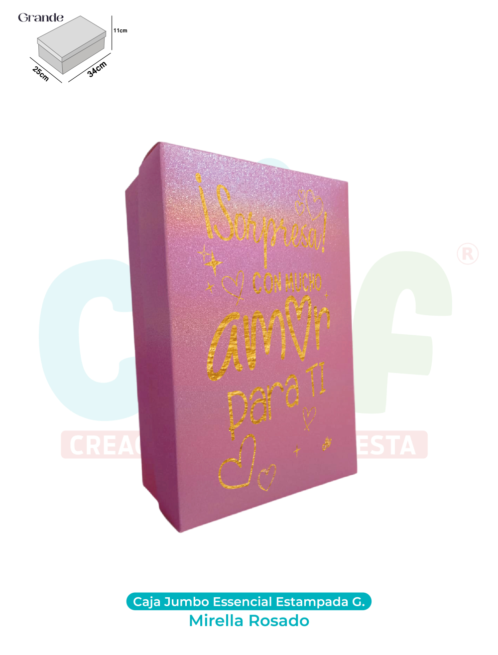 CAJA JUMBO GRANDE ESSENCIAL ESTAMPADA  MIRELLA ROSADO
