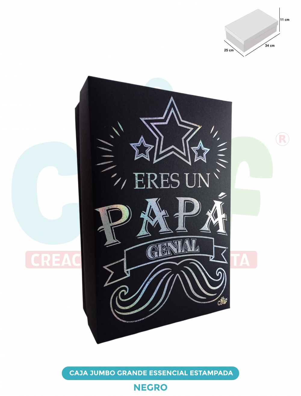 CAJA JUMBO GRANDE ESSENCIAL ESTAMPADA  NEGRO