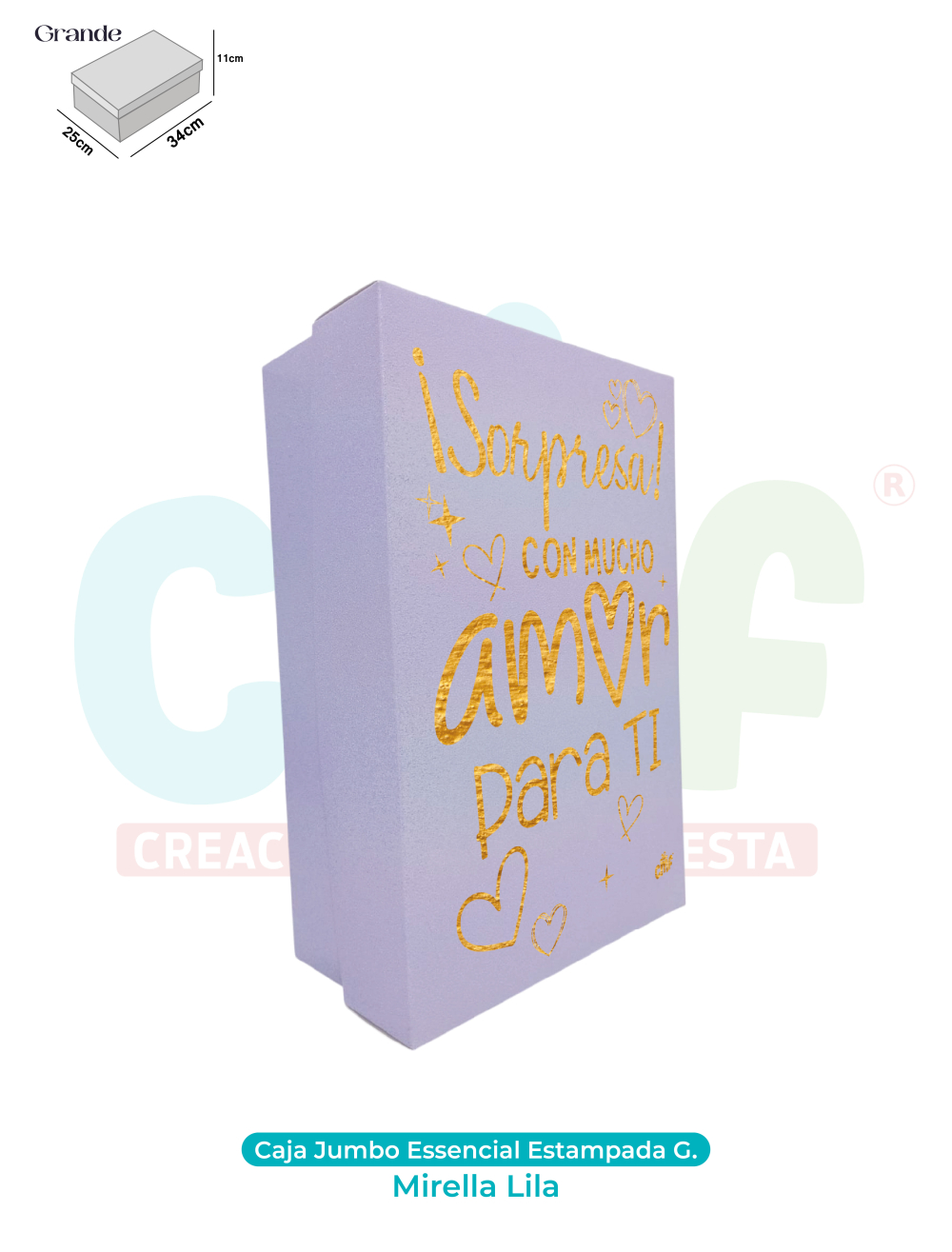 CAJA JUMBO MEDIANA ESSENCIAL ESTAMPADA  MIRELLA LILA