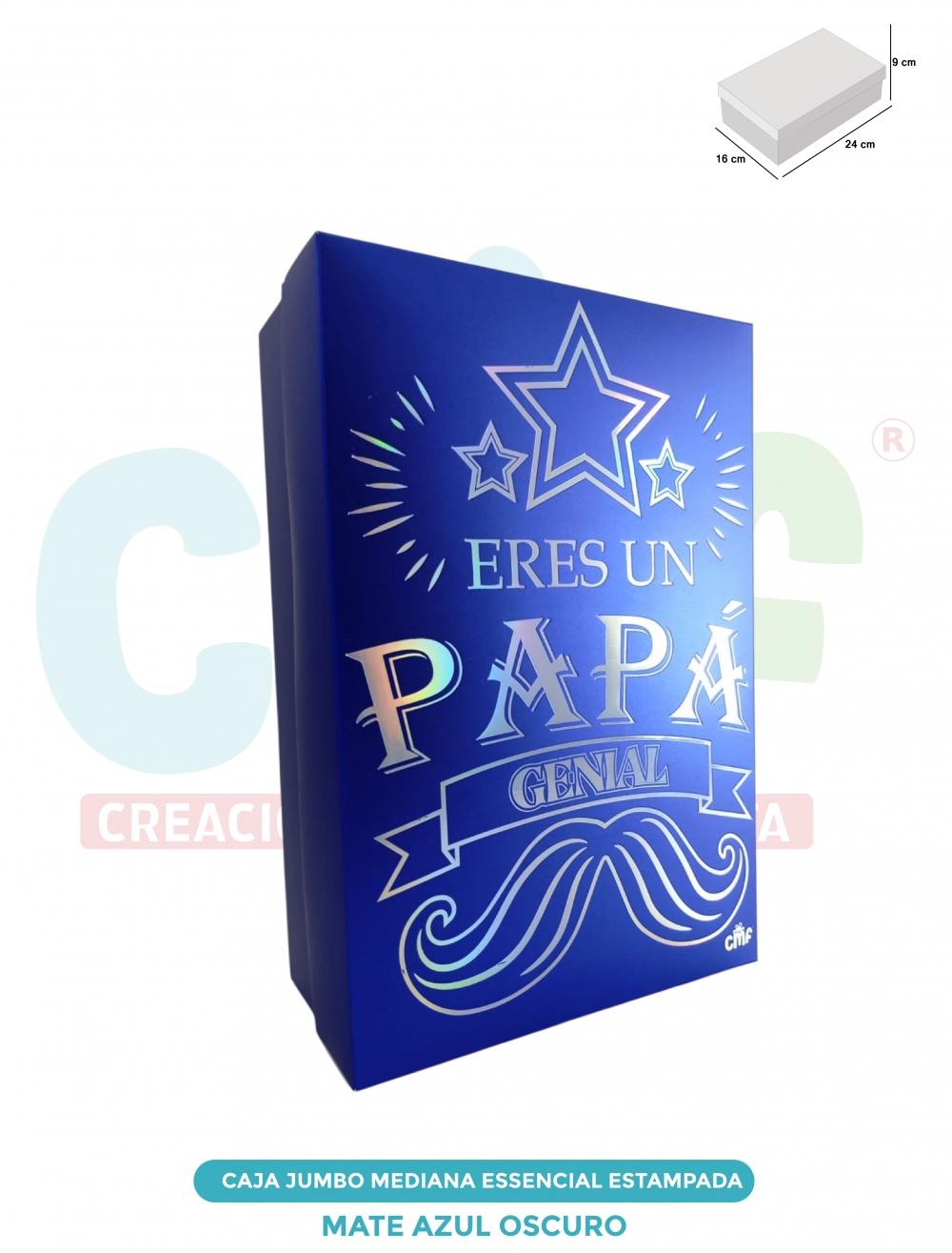 CAJA JUMBO MEDIANA ESSENCIAL ESTAMPADA  MATE AZUL OSCURO