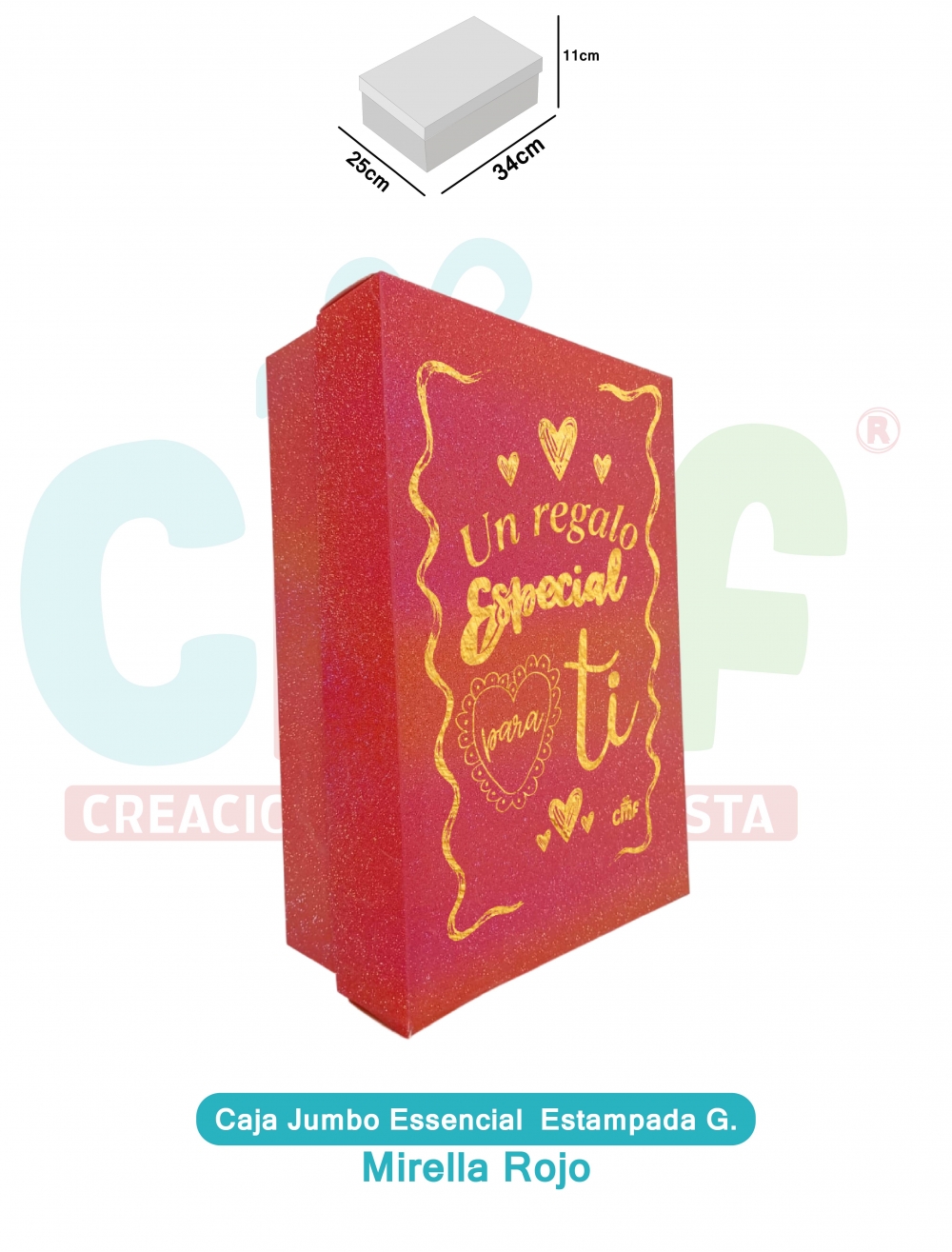 CAJA JUMBO GRANDE ESSENCIAL ESTAMPADA  MIRELLA ROJO