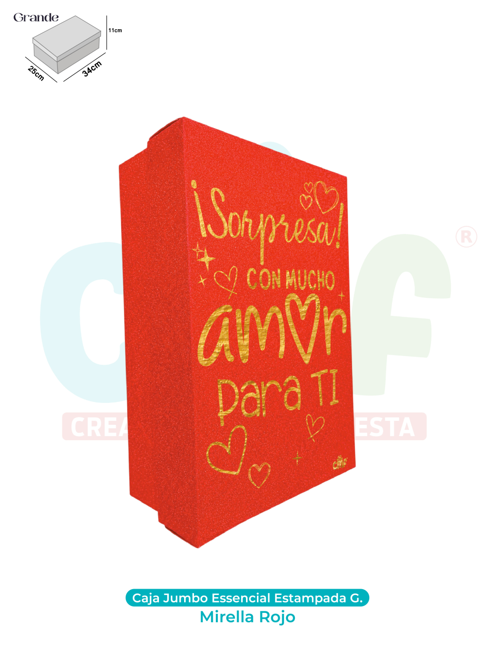 CAJA JUMBO GRANDE ESSENCIAL ESTAMPADA  MIRELLA ROJO