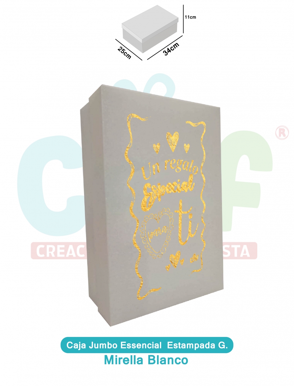 CAJA JUMBO GRANDE ESSENCIAL ESTAMPADA  MIRELLAS BLANCO