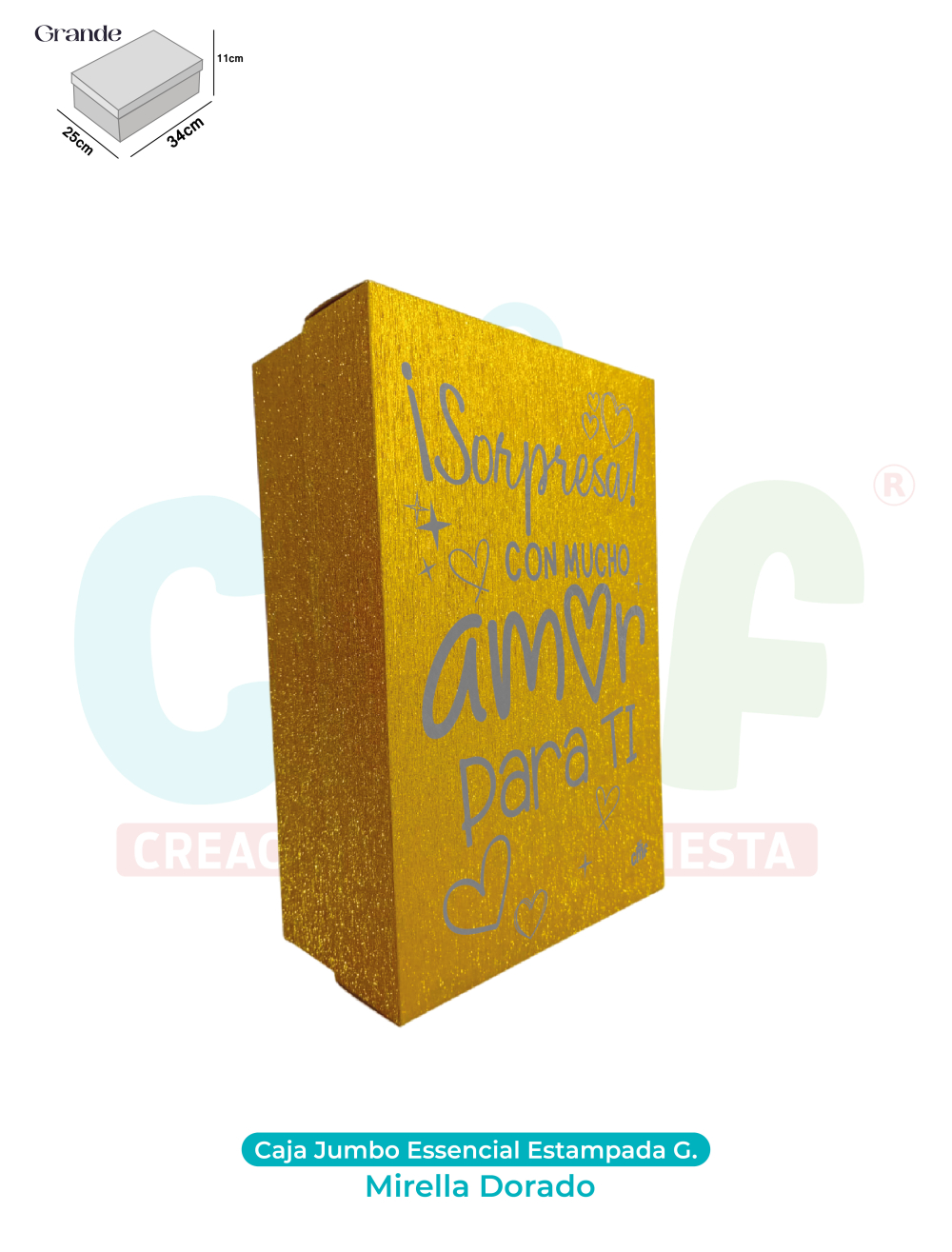 CAJA JUMBO GRANDE ESSENCIAL ESTAMPADA  MIRELLA DORADO