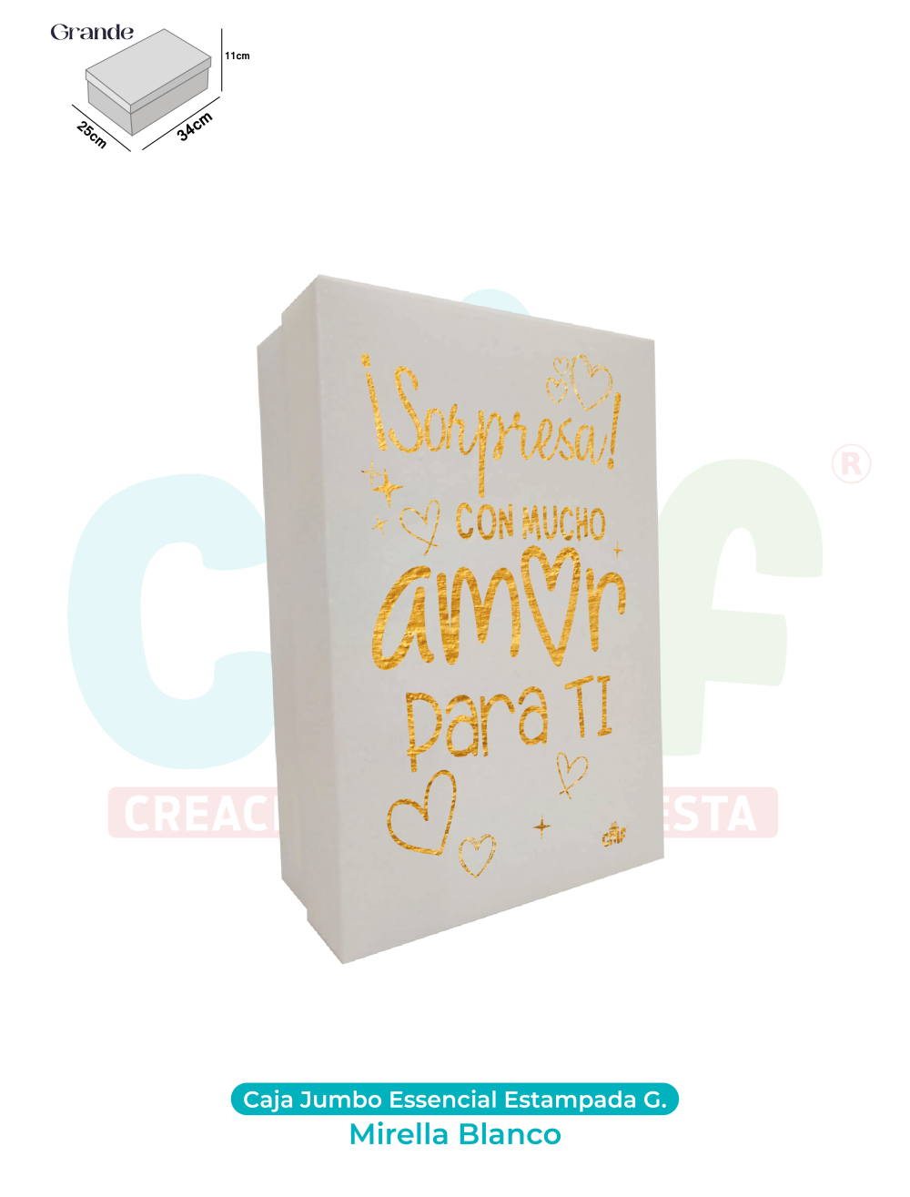 CAJA JUMBO MEDIANA ESSENCIAL ESTAMPADA  MIRELLAS BLANCO