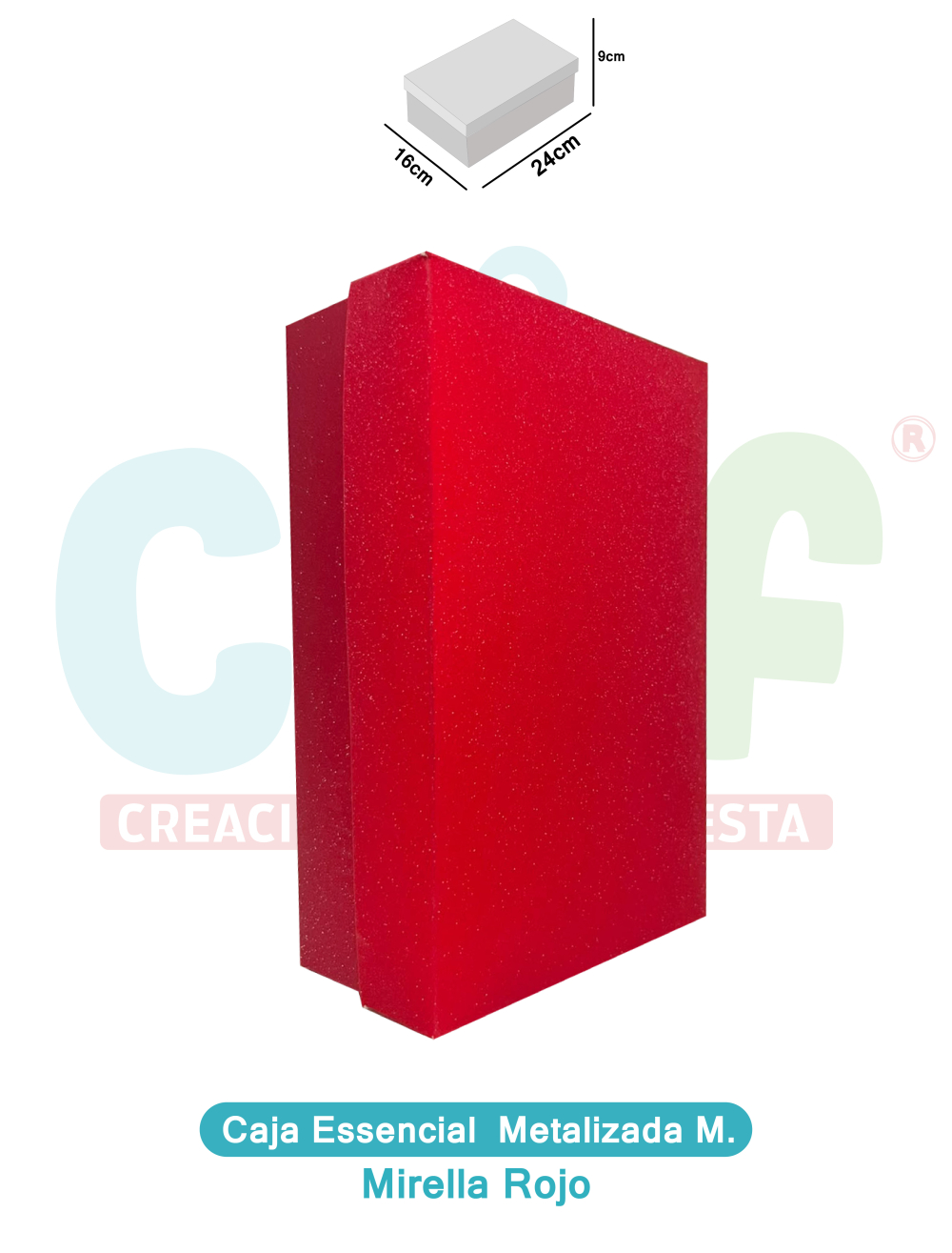 CAJA ESSENCIAL METALIZADA MEDIANA SIN VENTANA   MIRELLA ROJO