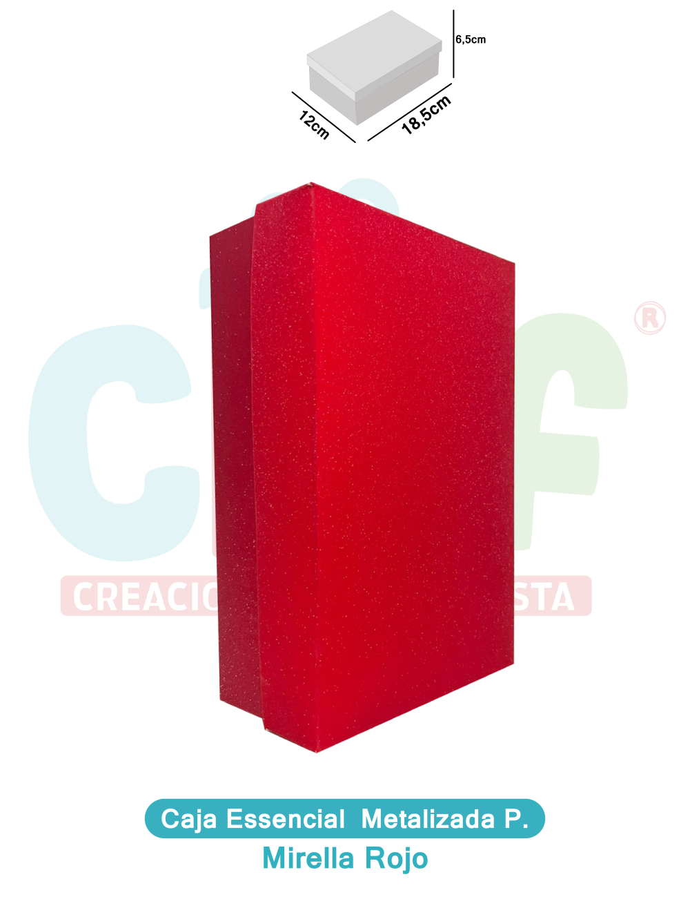 CAJA ESSENCIAL METALIZADA PEQUEÑA SIN VENTANA  MIRELLA ROJO