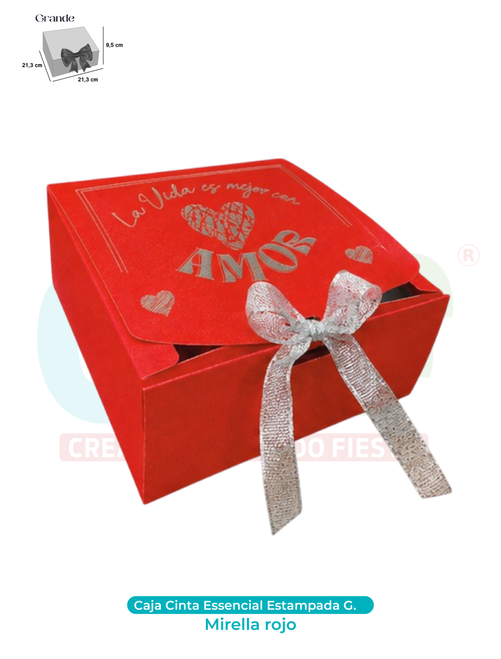 CAJA CINTA GRANDE ESSENCIAL ESTAMPADA  MIRELLA ROJO