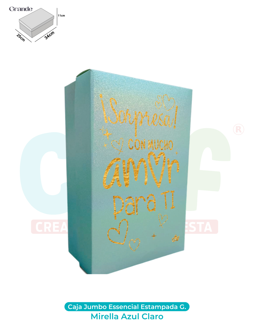 CAJA JUMBO GRANDE ESSENCIAL ESTAMPADA  MIRELLA AZUL CLARO