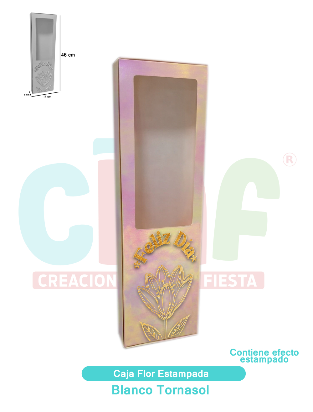 CAJA FLOR ESSENCIAL STAMPADA   TORNASOL BLANCO