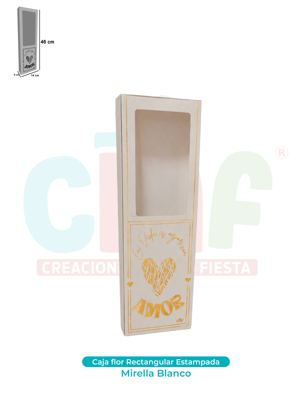 CAJA FLOR ESSENCIAL STAMPADA   MIRELLAS BLANCO