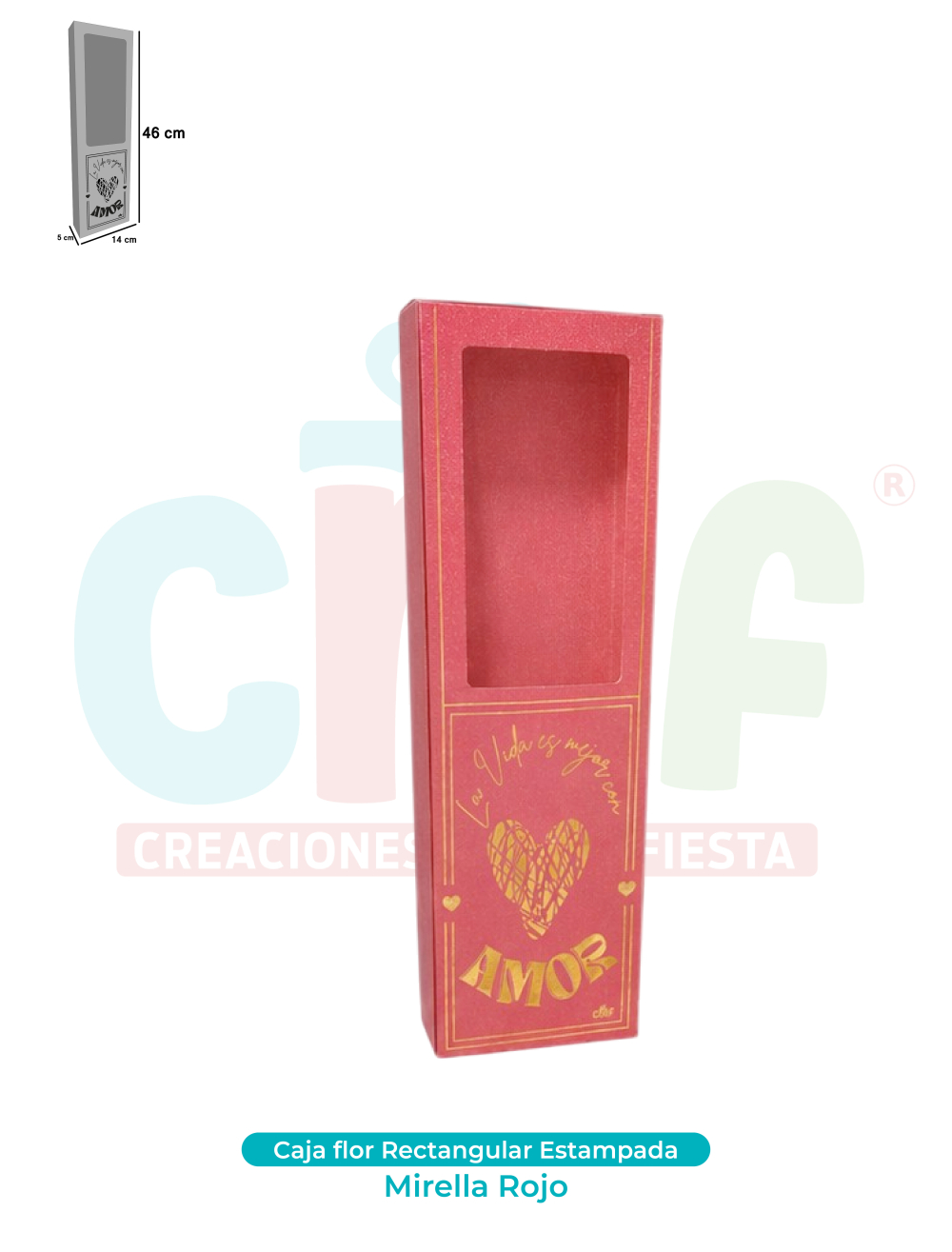 CAJA FLOR ESSENCIAL STAMPADA   MIRELLA ROJO