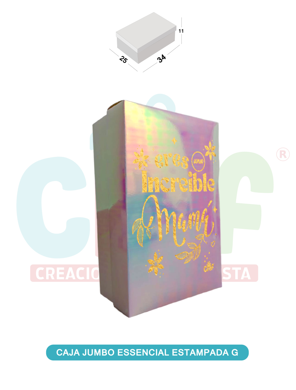 CAJA JUMBO GRANDE ESSENCIAL ESTAMPADA  TORNASOL BLANCO