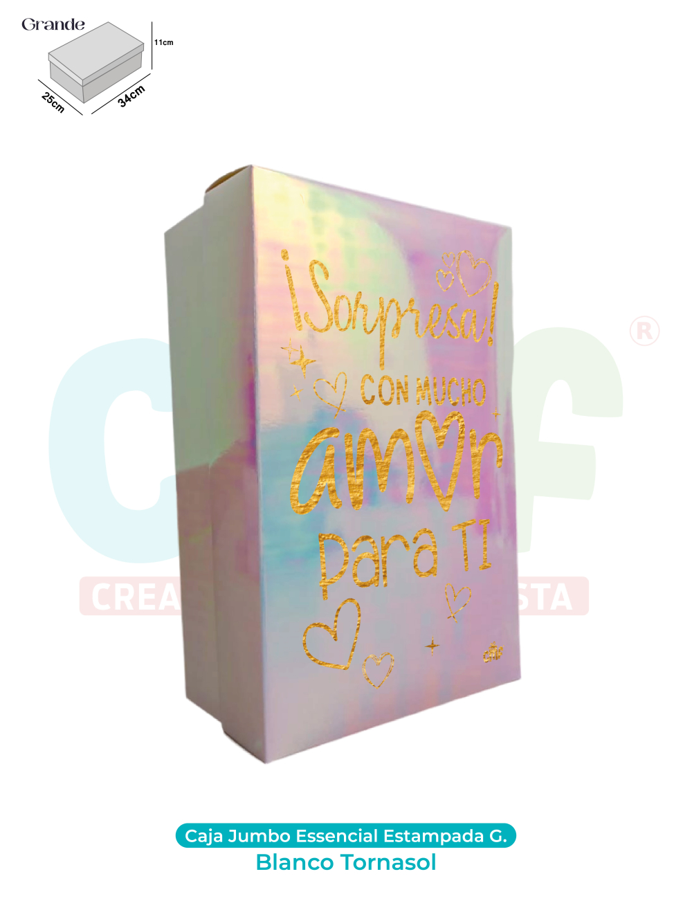 CAJA JUMBO GRANDE ESSENCIAL ESTAMPADA  TORNASOL BLANCO