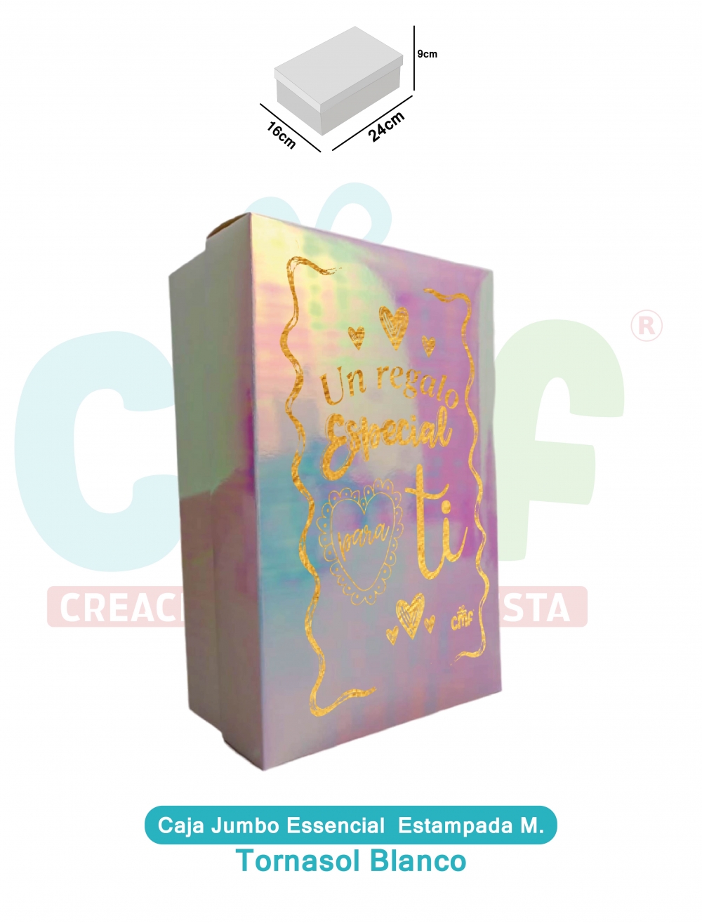 CAJA JUMBO MEDIANA ESSENCIAL ESTAMPADA  TORNASOL BLANCO<br>