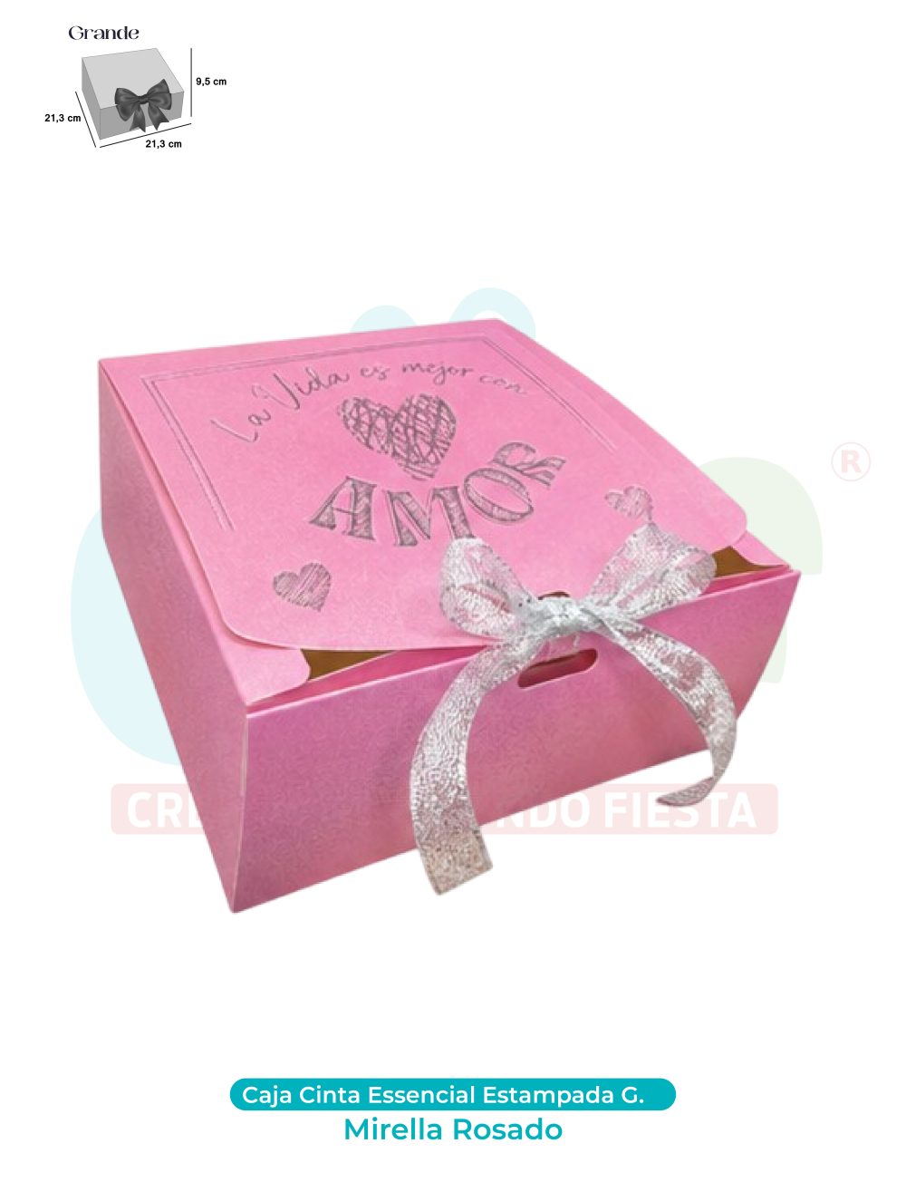 CAJA CINTA GRANDE ESSENCIAL ESTAMPADA  MIRELLA ROSADO