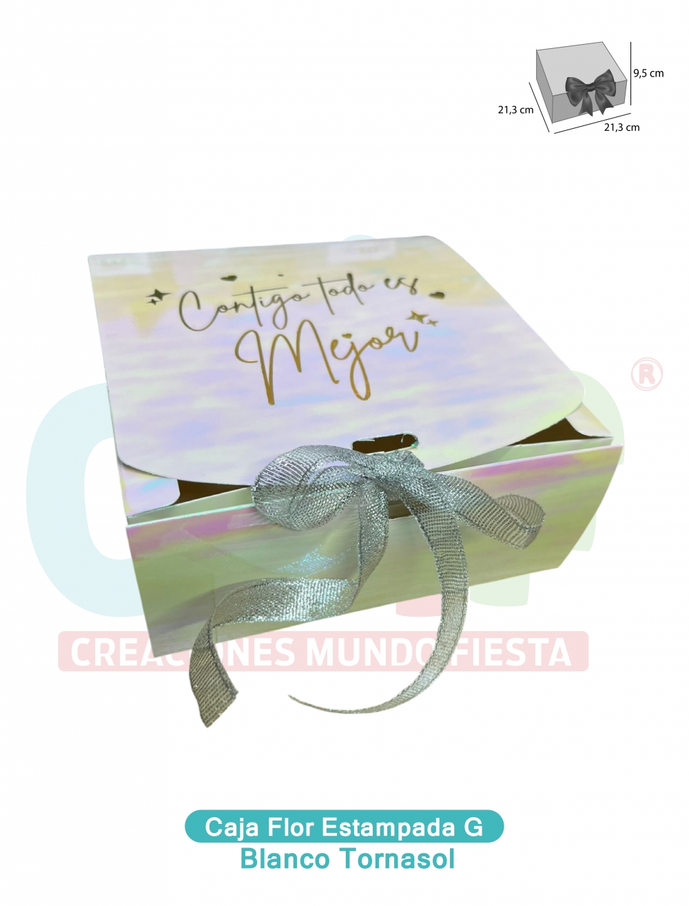 CAJA CINTA GRANDE ESSENCIAL ESTAMPADA  TORNASOL BLANCO