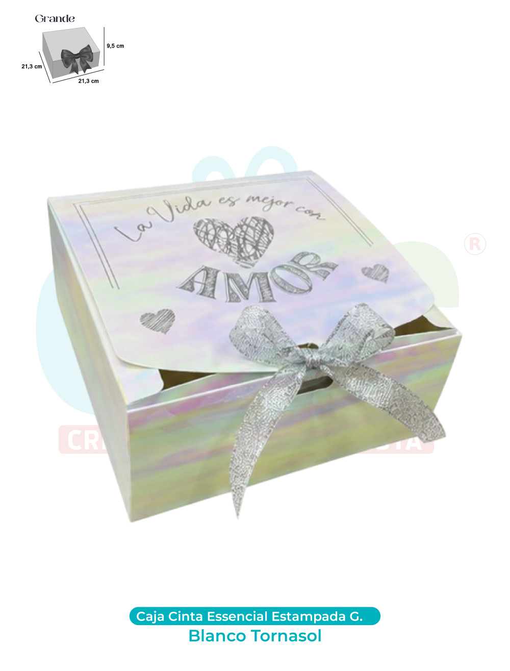 CAJA CINTA GRANDE ESSENCIAL ESTAMPADA  TORNASOL BLANCO