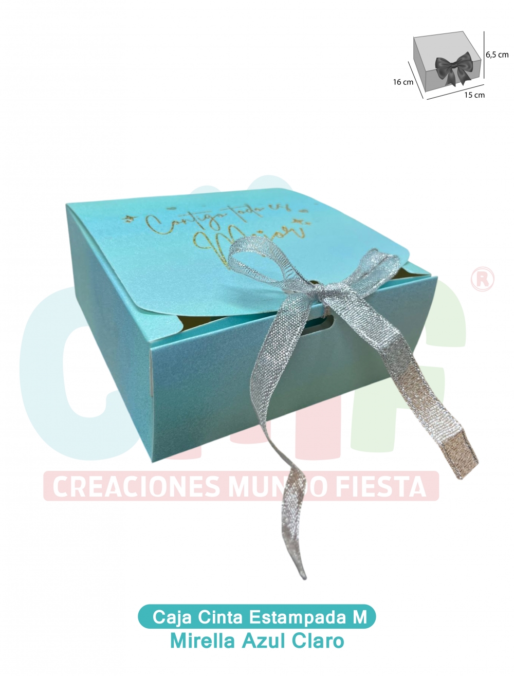 CAJA CINTA MEDIANA ESSENCIAL ESTAMPADA  MIRELLA AZUL CLARO