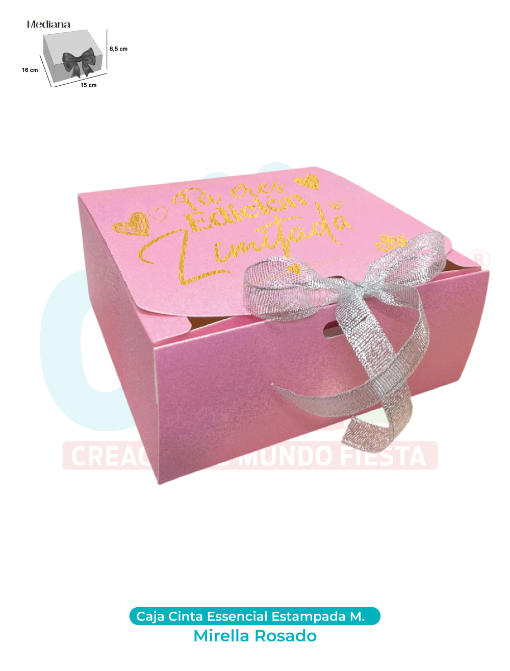 CAJA CINTA MEDIANA ESSENCIAL ESTAMPADA  MIRELLA ROSADO