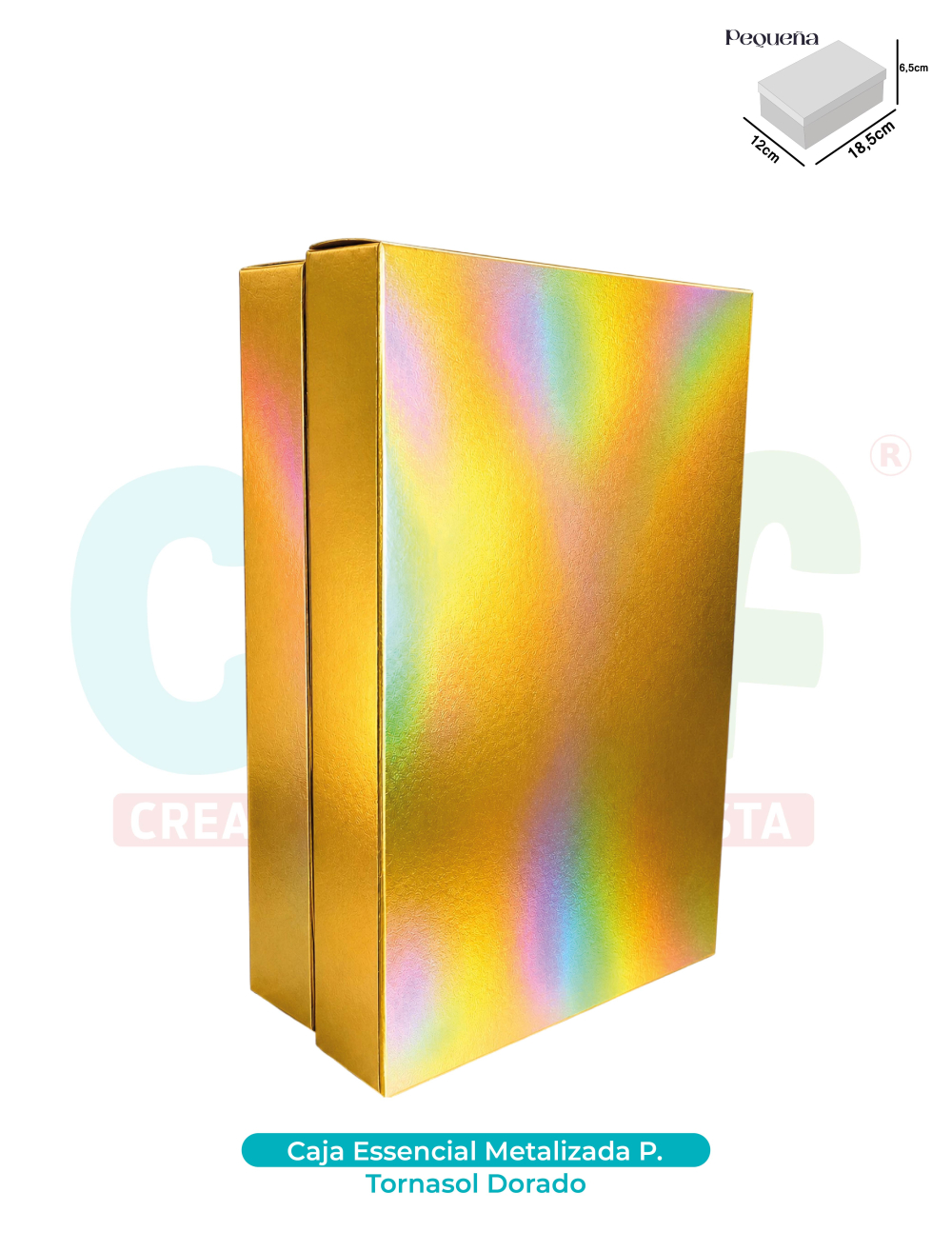 CAJA ESSENCIAL METALIZADA PEQUEÑA SIN VENTANA  TORNASOL DORADO