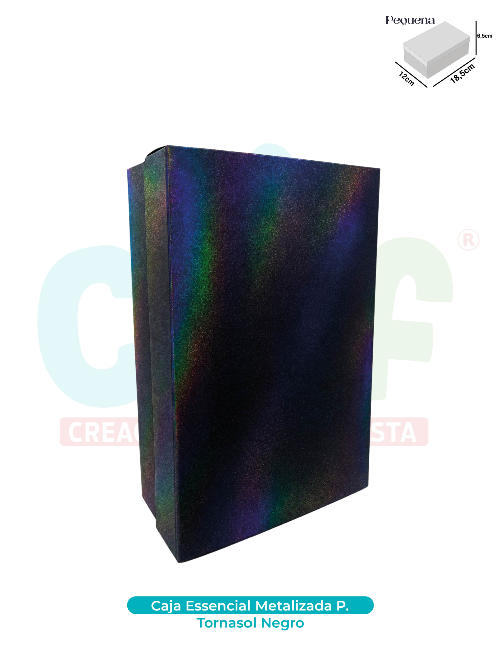 CAJA ESSENCIAL METALIZADA PEQUEÑA SIN VENTANA  TORNASOL NEGRO