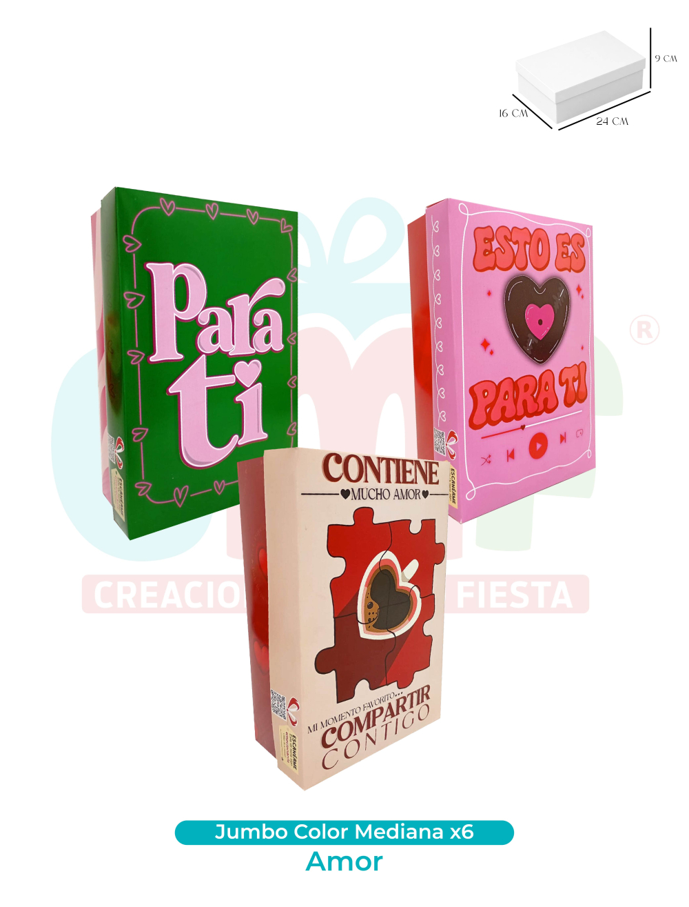 CAJA JUMBO COLOR MEDIANA X6  AMOR
