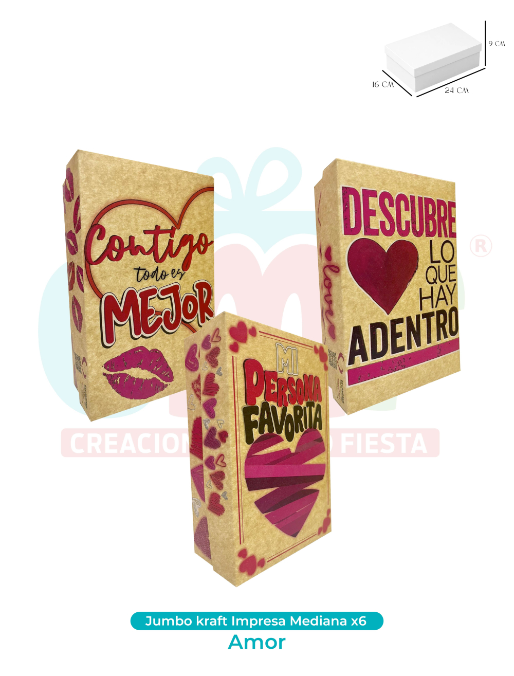 CAJA JUMBO KRAFT IMPRESA MEDIANA X6  AMOR
