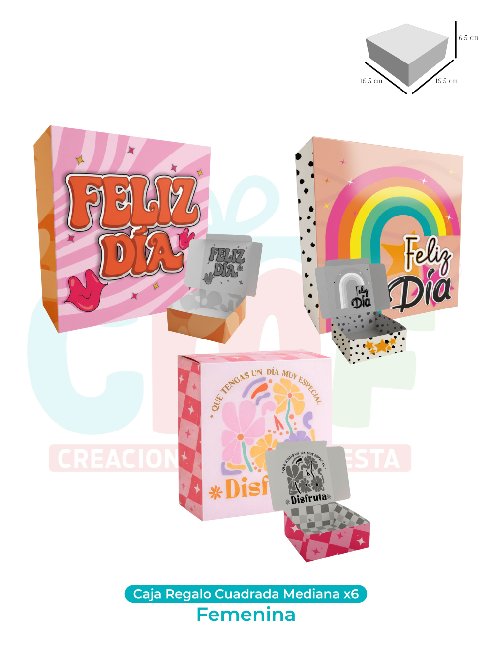 CAJA REGALO CUADRADA MEDIANA X4  FEMENINA