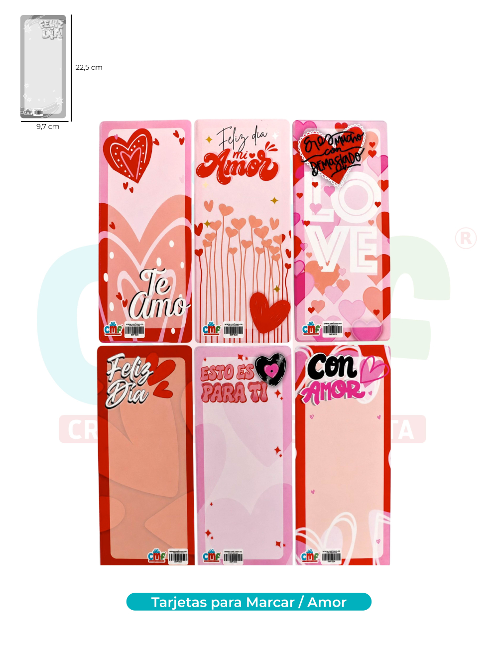 TARJETAS PARA MARCAR PAQUETE X6  AMOR
